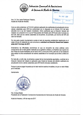 Escrito Revisión Catastral para 2018