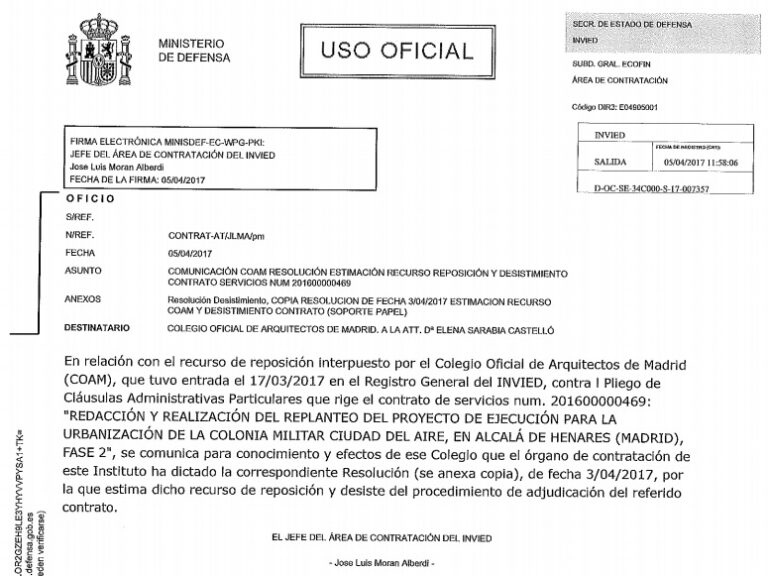 Resolución de INVIED para Ciudad del Aíre