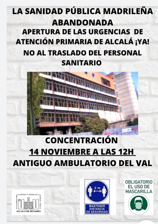 Cartel de concentración el 14 de noviembre a las 12h