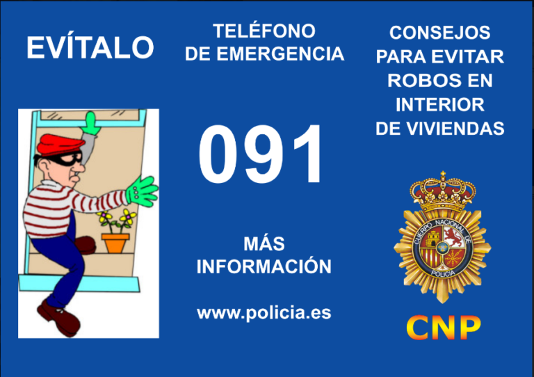 Logo de Policía Nacional y portada del diptico sobre prevención de robos en viviendas durante el verano